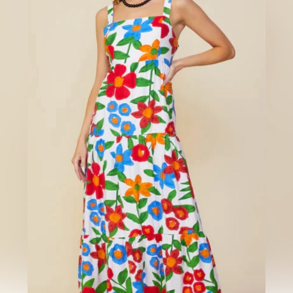 Floral White Maxi Dress by skies are blue: size small. NWOT